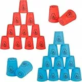 yeesport 24-Teilige Sport-Stapelbecher, Sport gkeitstrainingsspiel für Kinder und Erwachsene, rasanter Spaß-Herausforderungswettbewerb, Reise-Partyspielzubehör, Orange + Blau