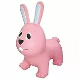 Gerardo's Toys Jumpy Hüpftier Hase Hellrosa ca. 58 cm - Hüpftiere ab 1 Jahr - Aufblasbare Tiere für drinnen & draußen - Inklusive Luftpumpe