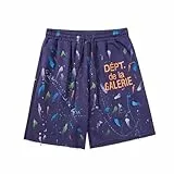 HAOZYUN Sommer Graffiti Tinte Malerei Muster Paar Shorts Lässige Atmungsaktive Reine Baumwolle High Street Shorts (Color-1,S)