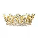 Frcolor Tiara Krone Luxus Kristalle Krone Strass Stirnband Haarzusätze Schmuck für Hochzeit Festzug Prom (Gold)