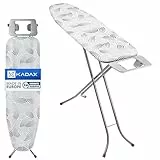KADAX Bügelbrett groß 114x34cm - Stabiler Bügeltisch für Dampfbügelstation, klappbar, höhenverstellbar, mit Metallgitter & Bügeleisenablage, Made in EU