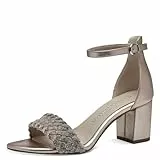 MARCO TOZZI Damen Sandalen mit Absatz Elegant Blockabsatz, Gold (Platinum comb), 38 EU
