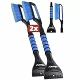 LICARGO 2X Eiskratzer Auto mit Besen 67cm - stabil & wackelfrei - kratzerfrei & lackschonend Schneebesen Auto - Rutschfester Griff, kompakt verstaubar - Scheibenkratzer PKW & SUV