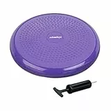 Relaxdays Balance Kissen, max. Gewicht 140 kg, Balance Pad mit Luftpumpe, Ballsitzkissen m. Noppen, Fitnesskissen, lila