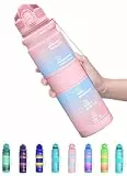 Coolfel 500ml Trinkflasche Kinder Auslaufsicher, 1l Sport Trinkflasche, Bpa Frei Tritan Motivierende Wasserflasche mit Zeitmarkierung für Mädchen, Junge, Schule, Gym