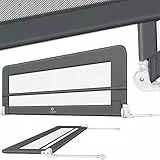 KESSER® Bettgitter 150 cm Bettschutzgitter Kinderbettgitter für Kinder Babybettgitter Klappbar, Tragbar, Kinderbett Kinderbettschutzgitter Rausfallschutz, Bett & Elternbett hoch: 42 cm, Dunkelgrau