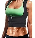 Bingrong Damen Unterbrust Top Formende Weste BauchWeg & Sauna Schwitzeffekt Taillerformer mit Träger & Reißverschluss Neopren Fitness Taillenmieder flexibel stark formend Sport Body, Schwarz, S