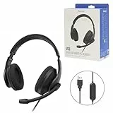 Hama USB Headset, Over Ear Kopfhörer mit Mikrofon (PC Headset mit Lautstärkeregler und verstellbarem Mikro, USB-A-Stecker, 2m langes Kabel, für Videokonferenzen, Homeoffice, eLearning) schwarz