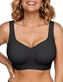 Vertvie Seamless BH Damen Große Brüste ohne Bügel Jelly Bra Push Up Minimizer Soft Bustier Nahtlose Bralette Breite Träger BH Volle Abdeckung(Schwarz,75F)