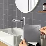 Hode Fliesenaufkleber 15x15cm Grau, 50 Stück Fliesenfolie Bad Wasserfest, Klebefliesen Küche, Selbstklebende Fliesen-Folie für Badezimmer Küchenrückwand