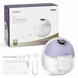 Nuliie Milchpumpe Elektrisch tragbare S32, 4 Modi, 9 Stufen, 24mm Flansch mit LED-Anzeige, Zusätzlich 1 Stück Flansch 18mm&21mm und Austauschbare Entenventile (1Pack, Violet)
