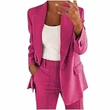 Hosenanzüge für Damen Elegant Blazer Anzug Set Einfarbig Streetwear Zweiteilig Hosenanzug Business Modern Anzughose Revers Slim Fit Sportlich Büro Outfit
