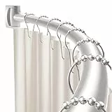 AeedWisp Gebogene Duschvorhangstange, 89-193cm Verstellbare Rostfreie Duschvorhangstange aus Gebürstetem Nickel Geeignet für Bad, Wohnzimmer, Balkon, Bohren Erforderlich