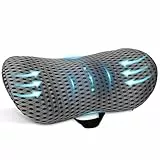 KIMIGO Memory Foam Lendenkissen,Ergonomisches Rückenkissen,Lendenwirbelkissen mit atmaksaktivem Bezug & verstellbarem Gurt,Rückenstützkissen,Rückenpolster für Auto,Bürostuhl,Bett,Sofa (grau)
