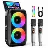 Karaoke Maschine mit 2 kabellosen Mikrofonen – 2x10W Tragbarer Bluetooth Lautsprecher, unterstützt TWS/AUX/USB/FM für TV, Smartphone & Tablet – Ideal für Party, Geburtstag & Reisen (Mic2)