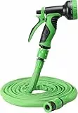 Navaris Flexibler Gartenschlauch 7,5-15m - Flexibel mit 10 Funktionen Brause und Schnelladaptern - Wasserschlauch flexibel dehnbar - Wasser Garten Schlauch - Flexschlauch
