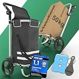 Heimfleiss® Trolley Einkaufstrolley mit 56L Volumen | Einkaufswagen klappbar mit 50kg Traglast | Leichte Einkaufstasche mit Rollen | Hackenporsche Shopping Trolley Groß mit Kühlfach