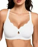 Gailife Drahtlose BHs für Damen, ohne Bügel, gewellt, nahtlos, volle Abdeckung, Push-Up-Bralette, stützender Lift-BH für jeden Tag, Weiss/opulenter Garten, X-Large