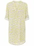 Zwillingsherz Damen Tunika aus 100% Baumwolle – Leichtes Sommer Blusenkleid mit Leo Print – Luftige Strandtunika mit V-Ausschnitt und 3/4 Arm – Lässiges Longshirt für Urlaub Freizeit Alltag