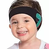 MoKo Schwimmen Stirnband, Neopren Schwimmband Ohrenband Wasserdichtes Kopfband Haarband mit Hohe Elastizität und Klettverschluss Ohrenschutz Band für Kinder Alter 1-2, S Größe - Schwarz