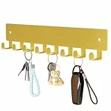 pickpiff Goldener Schlüsselhalter für Wandkleber, Schlüsselhaken mit 8 Haken Wandmontage, Schwarz Schlüsselaufhänger für Wanddekor ohne Bohren für Wohnzimmer, Küche, Büro