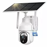 Geekee 4G LTE Überwachungskamera Aussen mit SIM Karte, 355°/95° Schwenkbar PTZ Kabellos Solar Kamera Ohne WLAN Outdoor mit 2K Farbe Nachtsicht aussenkamera PIR Erkennung 2-Wege-Audio IP65 Wasserdicht