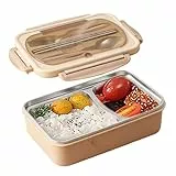 Lunchbox, Bento Box, Auslaufsichere Lunchboxen, Thermo-Lunch box aus Edelstahl Erwachsene, Geteilte -Lunchbox mit 2 Fächern Frühstückbox und Essensbox Für Kinder Erwachsene Schule Büro Picknick