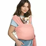 Pawaboo Tragetuch für Haustiere für Kleine Hunde und Katzen, Hände Frei Hundetragetasche Sling, Anti-Angst weiche Baumwolle Vorne liegend Katzentragetasche Papoose, Welpen-Kätzchen-Beutel, Rosa