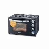 SEVERIN Back- und Toastofen mit Kochplatten, Ofen mit 30 L Garrauminhalt, mit Kochplatten zum Kochen, Grillen und Backen, Gesamtleistung 2500 W, schwarz, TO 2074