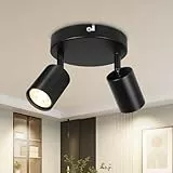 Dehobo Led Deckenstrahler 2 Flammig Rund - Deckenspots GU10 Schwenkbar 350° - Spotleuchte Schwarz Deckenlampe Spots Led Modern Deckenspot für Wohnzimmer Schlafzimmer Küche - Nein GU10 Leuchtmittel