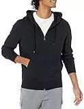 Amazon Essentials Herren Leichter French-Terry-Hoodie Mit Durchgehendem Reißverschluss Und Bequemer Passform, Schwarz, L