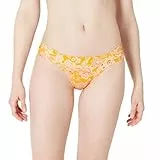 Amazon Essentials Damen Bikini-Unterteil mit Einsatz an Der Seite, Bademode, Gelb Mehrfarbig Folk-Blumenmuster, 42