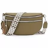 LANXINGLUO Bauchtasche Damen umhängetasche Damen mittelgroß Crossbody Bag Mit Kreditkartenfach und 2 Schultergurten Bags for Women Graugrün