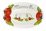Lashuma Servierplatte oval aus italienischer Keramik, handgefertigte Keramikplatte für Tomate Mozzarella 31 x 20 cm