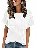GLEENOD Tshirt Damen Sommer Rundhals Basic Pullover Kurzarm Tunika Gebogener Saum Tops Elegant Casual Business Outfit 2025