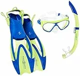 Aquasphere Aqua Lung Sport Set Urchin Junior - Bright Green/Light Blue Medium Schnorchelmaske, Schnorchel & Flossen