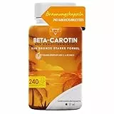 BETA CAROTIN - 240 TABLETTEN (8 monate) | Bräunungskapseln | Carotin Kapseln Hochdosiert Bräune, aus Karottenextrakt | Vitamin A Hochdosiert | 100% natürlich
