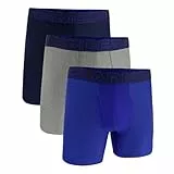 Under Armour Herren Tech Performance Boxershorts im 3er-Pack, 15 cm Beinlänge – atmungsaktiv, feuchtigkeitsableitend, weiches Tragegefühl, ganztägiger Komfort, Schwarz/Blau/Grau, 3XL