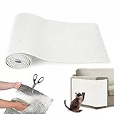 Katze Kratzmatte Kratzfolie Katzen Selbstklebend Kratzbretter Wand, 30 X 200 cm Kratzmatte Schneidbar Kratzpads für Katzen, Kratzpappe Katze, Katze Wand Möbel, Kratzbäume und Couch Schutz, Weiß (Weiß)