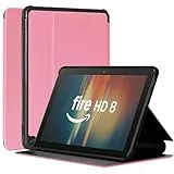 8 Zoll Tablet Hülle mit automatischer Wake/Sleep-Funktion, Nicht für TCL Nokia iPad Samsung Tablet, Faltbarer Vorderseite aus Leder und TPU Rückseite Hülle für 8 Zoll Tablets (Pink)