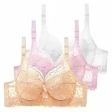 3Er Pack Bügel BH Große Größen 105C Set Bralette Spitze Bra Bequemer Klassische BHS Komfort Büstenhalter Atmungsaktiver Unterwäsche Frauen Mit Verstellbarem Träger