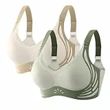 2er Pack Klassische BHS Damen Ohne Bügel Komfort Nahtlos BH Set Sport BH Push Up mit Verstellbarem Bustier Große Brüste Unterwäsche Starker Halt Trainings Schlaf BHS Gepolstert für Alltag Yoga,M