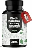 Biotin hochdosiert - 10.000 mcg - 400 Tabletten - Komplex mit Zink & Selen - Vegan & produziert in Deutschland - Verpackung kann variieren