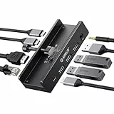 ORICO Clip Docking Station, 8-in-1 USB-C Hub Klemme mit 4K@60Hz HDMI, 100W PD, Gigabit-Ethernet, 4xUSB-Port, AUX, 10Gbps USB Docking Station für Laptop, MacBook, PC (Adapter Nicht enthalten)