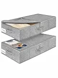 mepure 17 cm Hohe Unterbett Aufbewahrungsbox, 76×40×17cm-50L Faltbare Unterbettkommode mit Deckel & Doppelreißverschluss, Waschbare Unterbettbox für Kleidung, Decken, Bettlaken, Kissen, 2 Stück