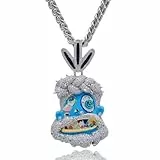 ICEDIAMOND Kalt-Emaille gemalt abstrakte Kunst Mysterious Tribe Chief Anhänger kubanische Kette Halskette, Iced Out Bling CZ Diamant Hip Hop Charm Schmuck für Männer (White,20''Cuban)