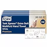 Tork Xpress extra weiche Multifold Papierhandtücher 600297 - H2 Premium Falthandtücher für Handtuchspender - extra weich und saugfähig, 2-lagig, weiß - 7 x 100 Tücher