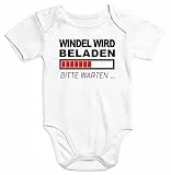 MoonWorks lustiger Baby-Body Windel wird beladen Bio-Baumwolle kurzarm Aufdruck weiß 3-6 Monate