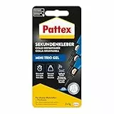 Pattex Sekundenkleber Ultra Gel Mini Trio, extra starker & flexibler Superkleber in 3 Tuben, Sekundenkleber Gel für z. B. Gummi, Leder, Holz, 3x 1 g Tube, 9H PSMG3