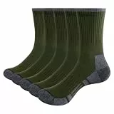 GiveGift Socken Herren Gepolsterte Verstärkte Arbeitssocken Baumwolle Crew Sportsocken, Wandersocken mit Dicke Frotteesohle, Atmungsaktiv Herrensocken WORK Socken für Herren 40-45, Grün 5 Paar